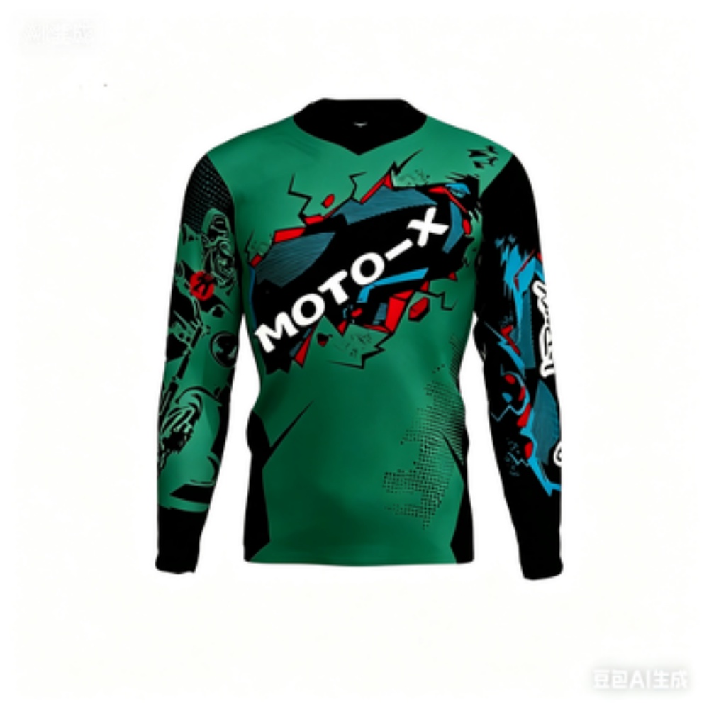 Cycling - قميص رياضي بأكمام طويلة بتصميم MOTO-X،