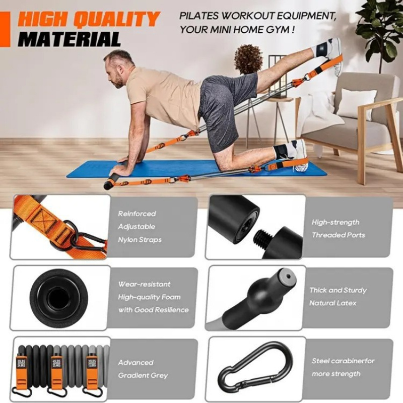 مجموعة أدوات بيلاتس مع أربطة م - مراجعة Pilates Bar Kit With Resistance Bands وسعره