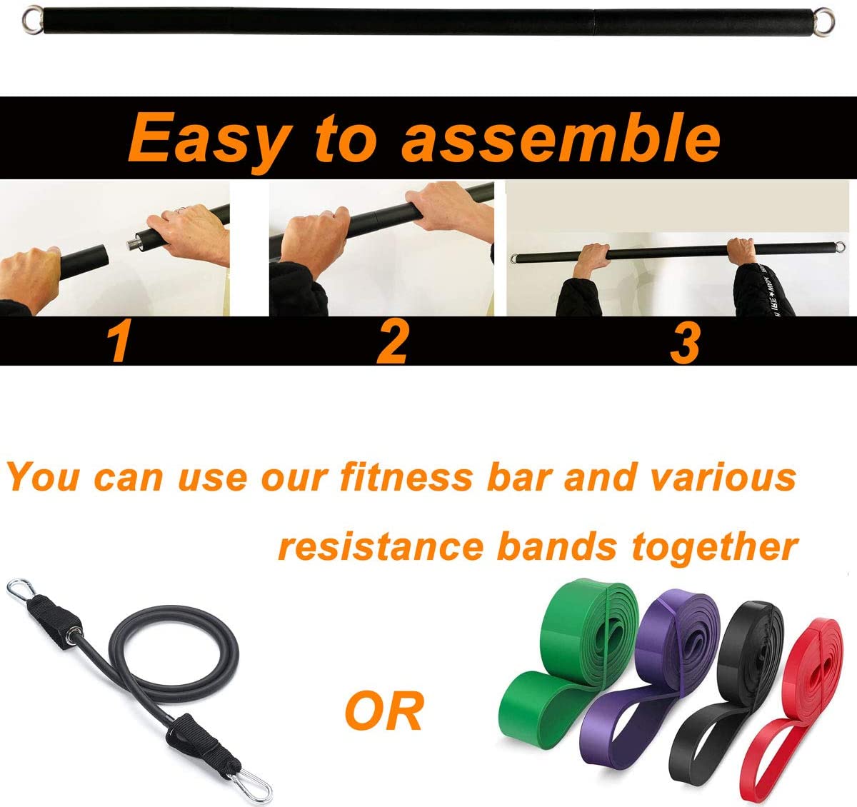 150lb اللياقة البدنية الغنيمة  - مراجعة Pilates Bar Kit With Resistance Bands وسعره